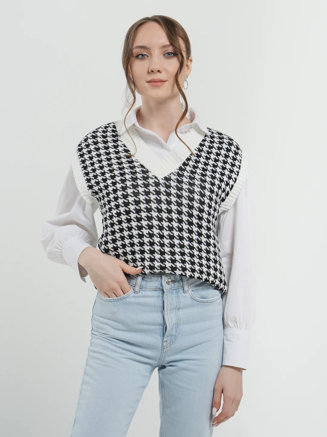 Белый жилет женский, oversize
