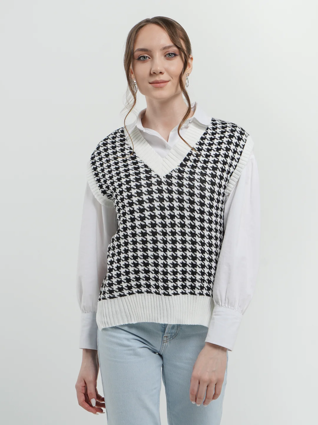 Белый жилет женский, oversize