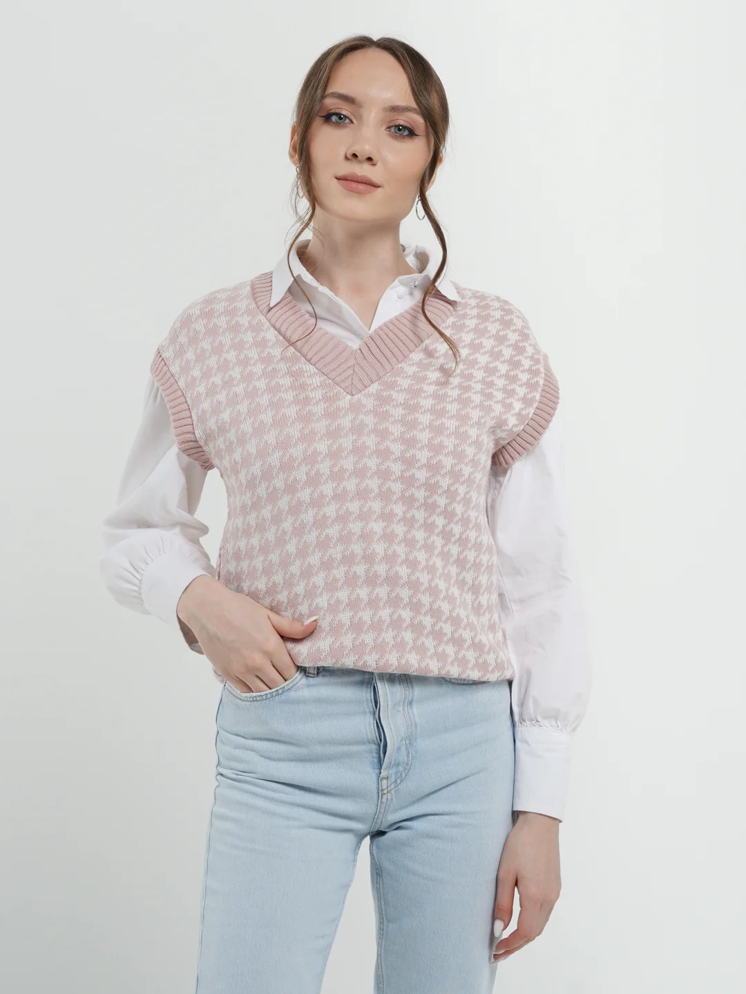 Розовый жилет женский, oversize