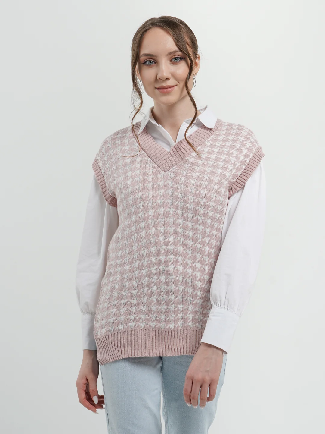 Розовый жилет женский, oversize
