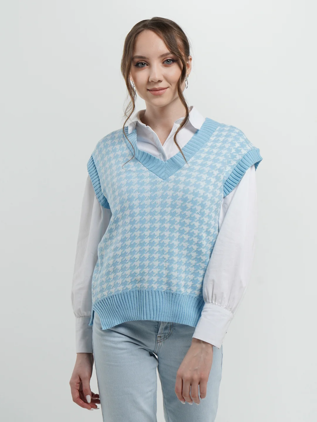 Голубой жилет женский, oversize