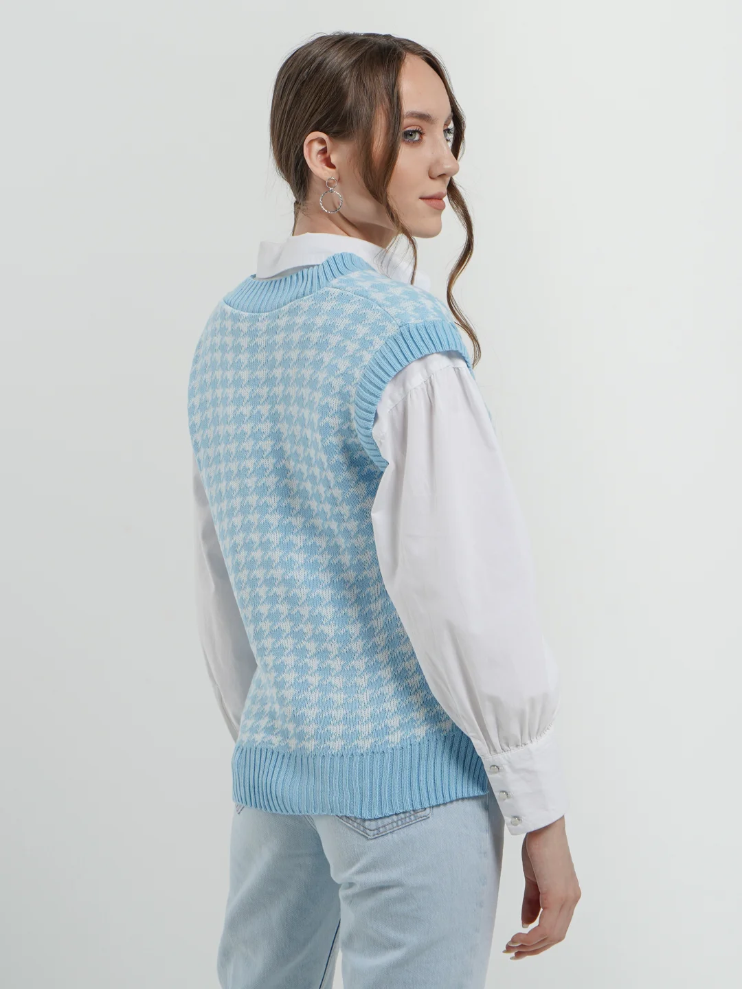 Голубой жилет женский, oversize