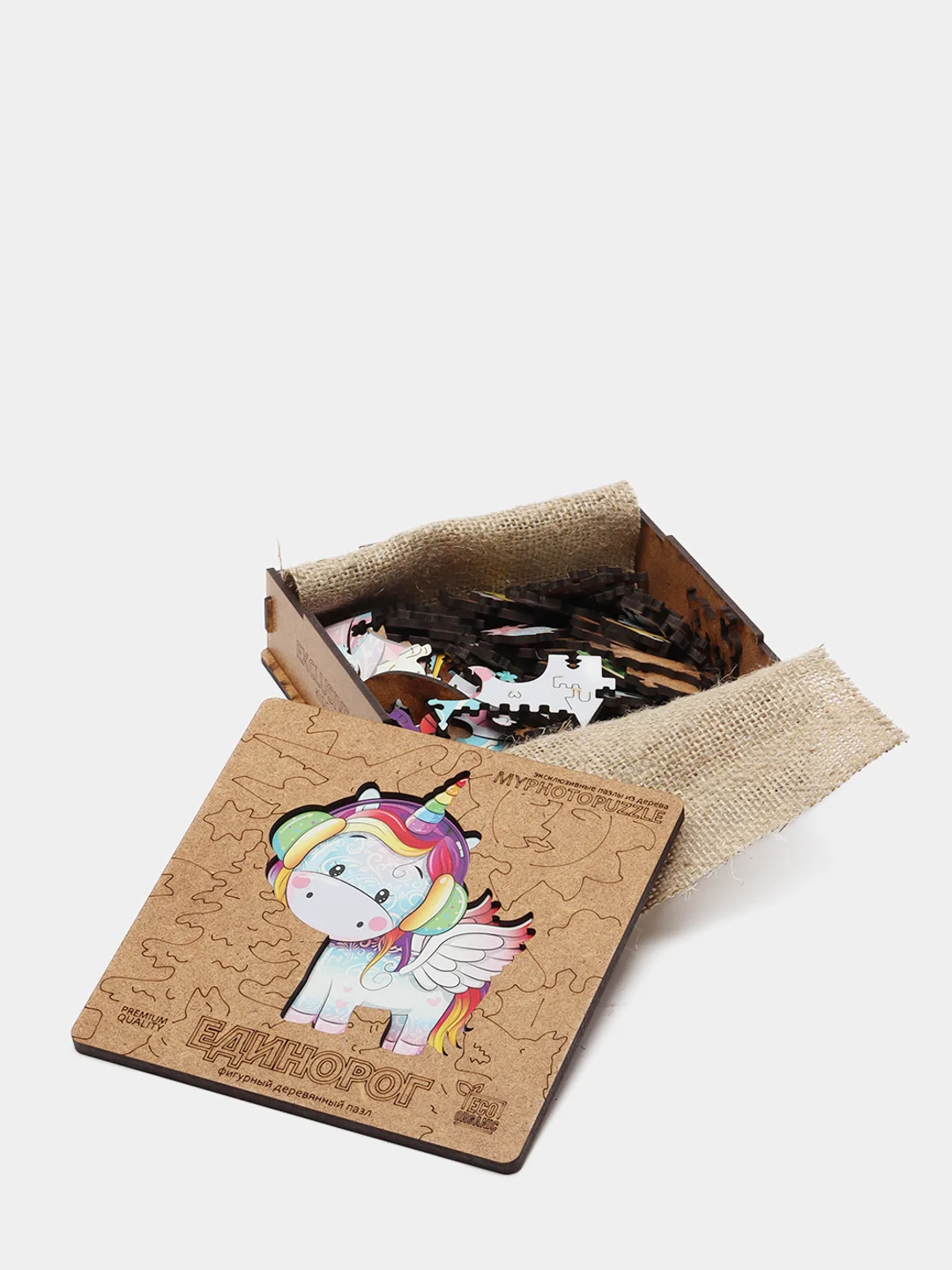 Деревянный пазл ЕДИНОРОГ Myphotopuzzle KIDS, 27х30 см, 83 детали, в подарочной упаковке