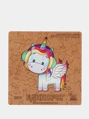 Деревянный пазл ЕДИНОРОГ Myphotopuzzle KIDS, 27х30 см, 83 детали, в подарочной упаковке