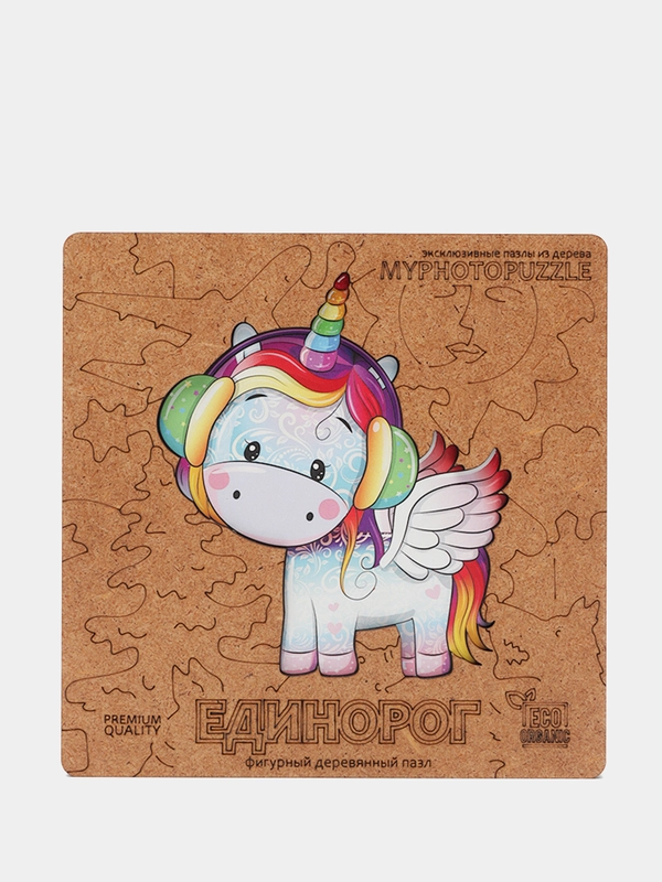 Деревянный пазл ЕДИНОРОГ Myphotopuzzle KIDS, 27х30 см, 83 детали, в подарочной упаковке