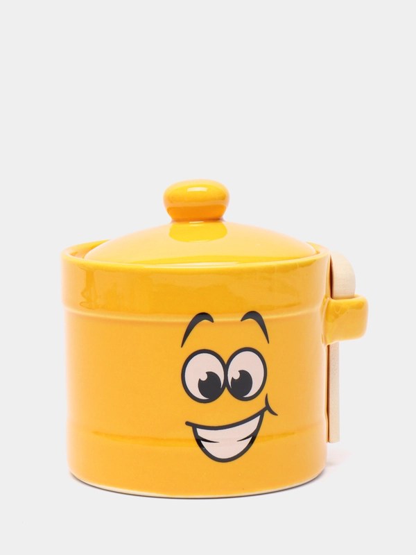 Банка для сыпучих продуктов + ложка "Smile" d=10 см. h=11 см. v=450 мл