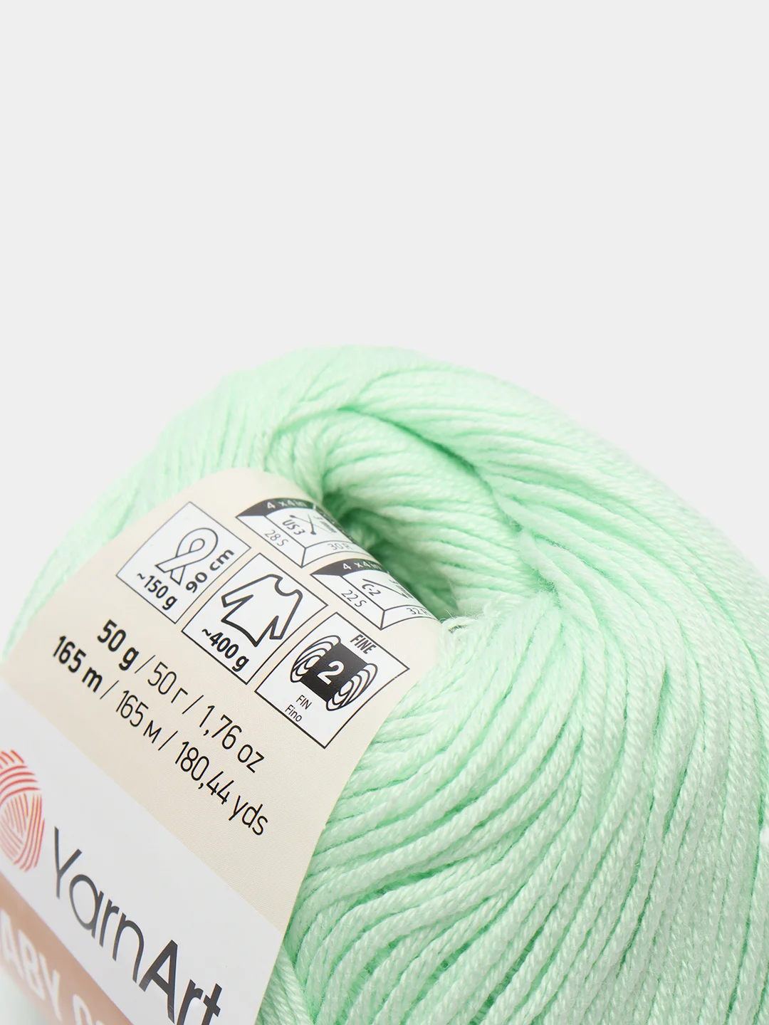 Мятный пряжа YarnArt Baby cotton, 50 г, 165 м, акрил и хлопок