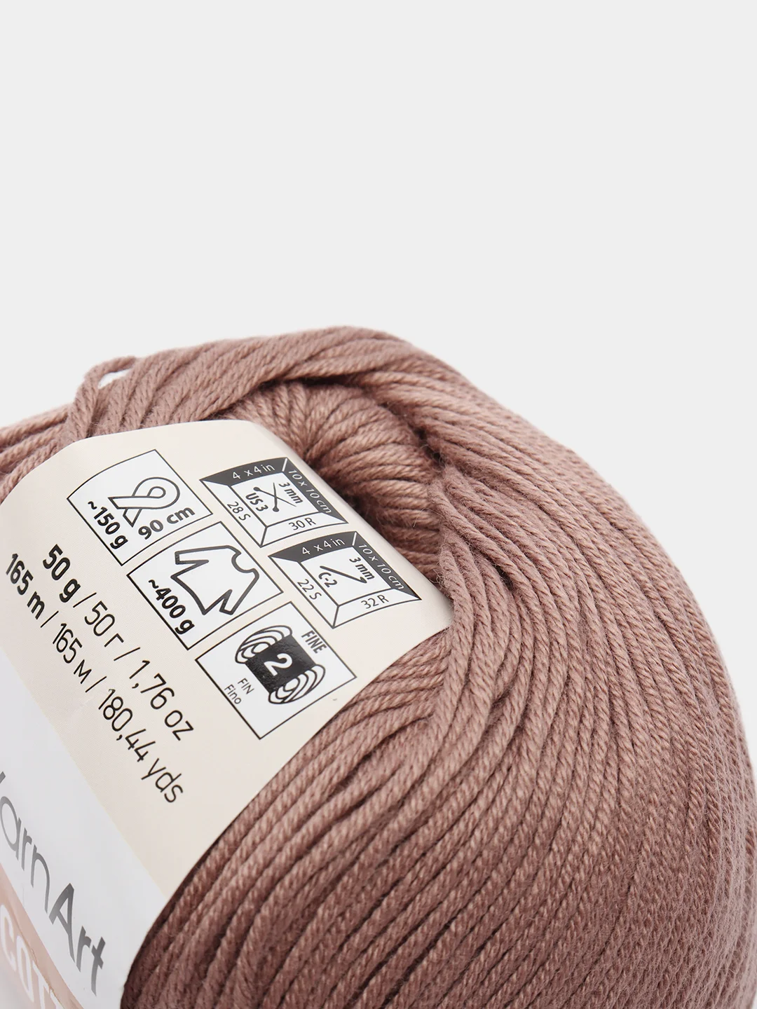 Коричневый пряжа YarnArt Baby cotton, 50 г, 165 м, акрил и хлопок