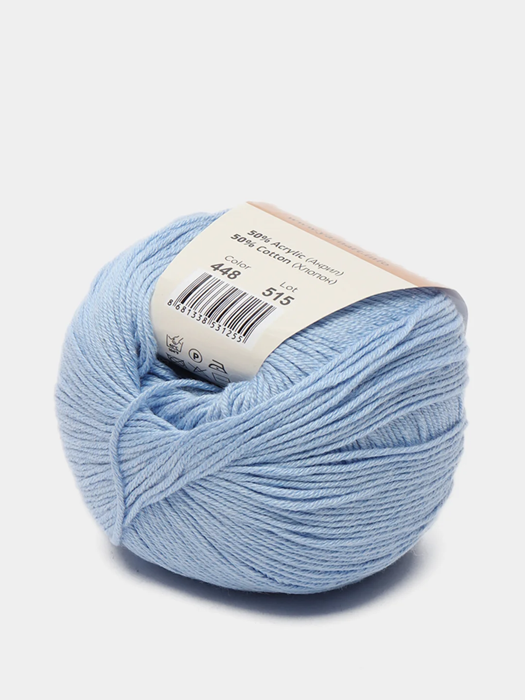 Небесно-голубой пряжа YarnArt Baby cotton, 50 г, 165 м, акрил и хлопок