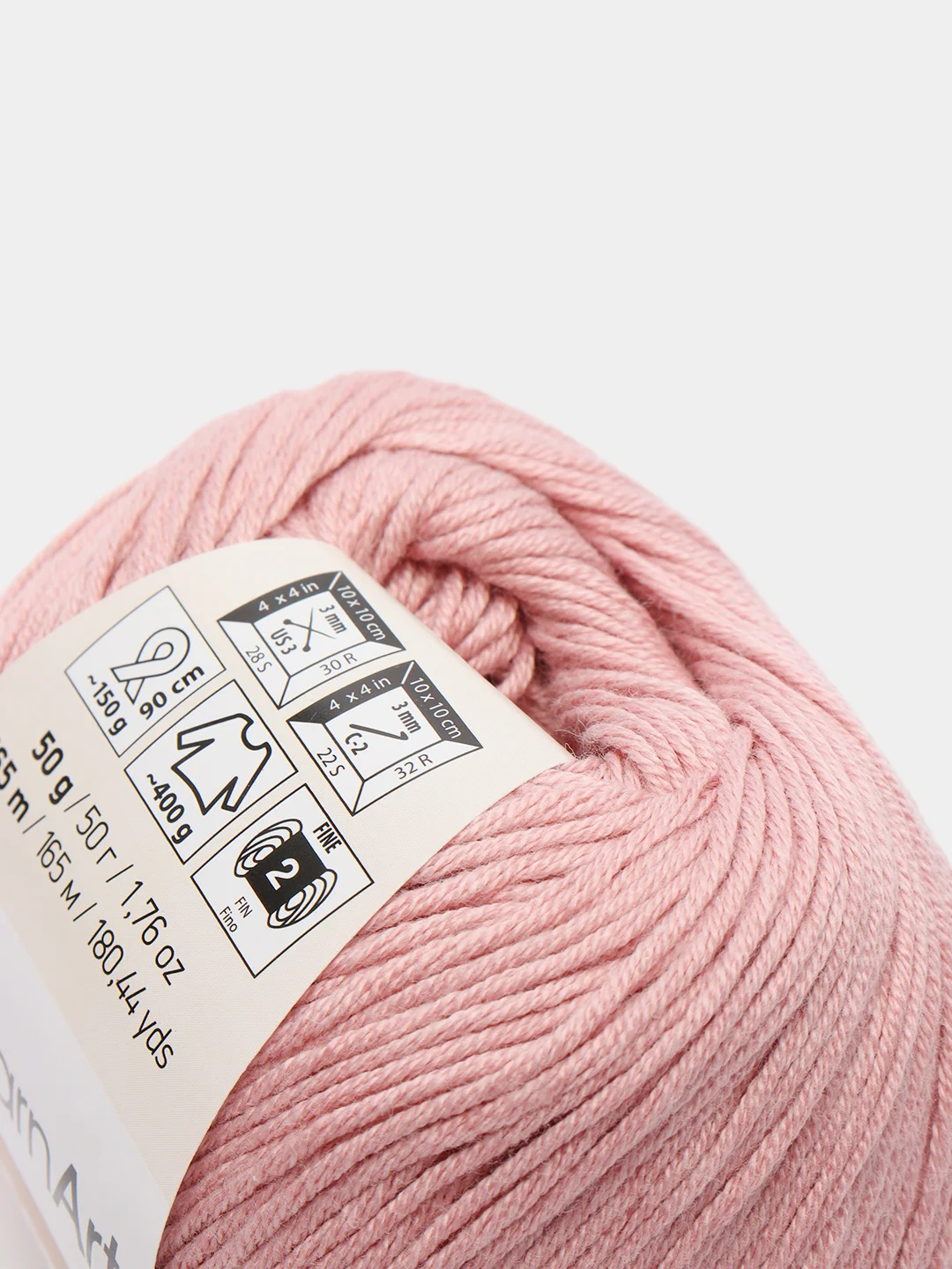 Пудровый пряжа YarnArt Baby cotton, 50 г, 165 м, акрил и хлопок