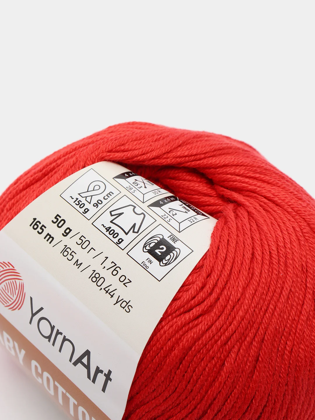 Красный пряжа YarnArt Baby cotton, 50 г, 165 м, акрил и хлопок