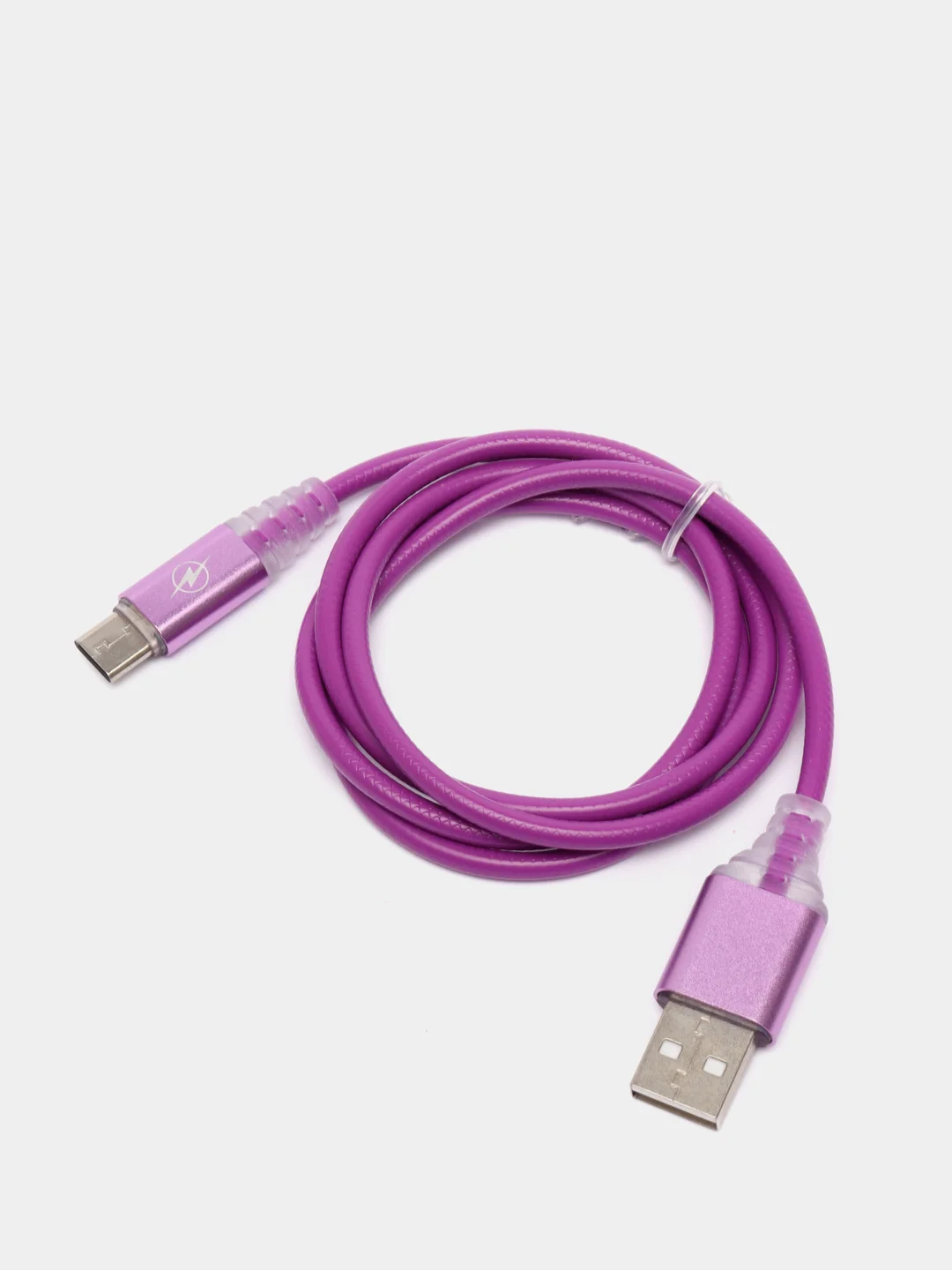 Сиреневый кабель зарядки Micro-USB, Type-C, 8PIN-lightning, с подсветкой