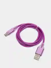 Сиреневый кабель зарядки Micro-USB, Type-C, 8PIN-lightning, с подсветкой