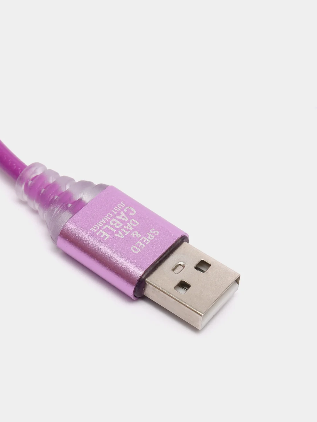 Сиреневый кабель зарядки Micro-USB, Type-C, 8PIN-lightning, с подсветкой