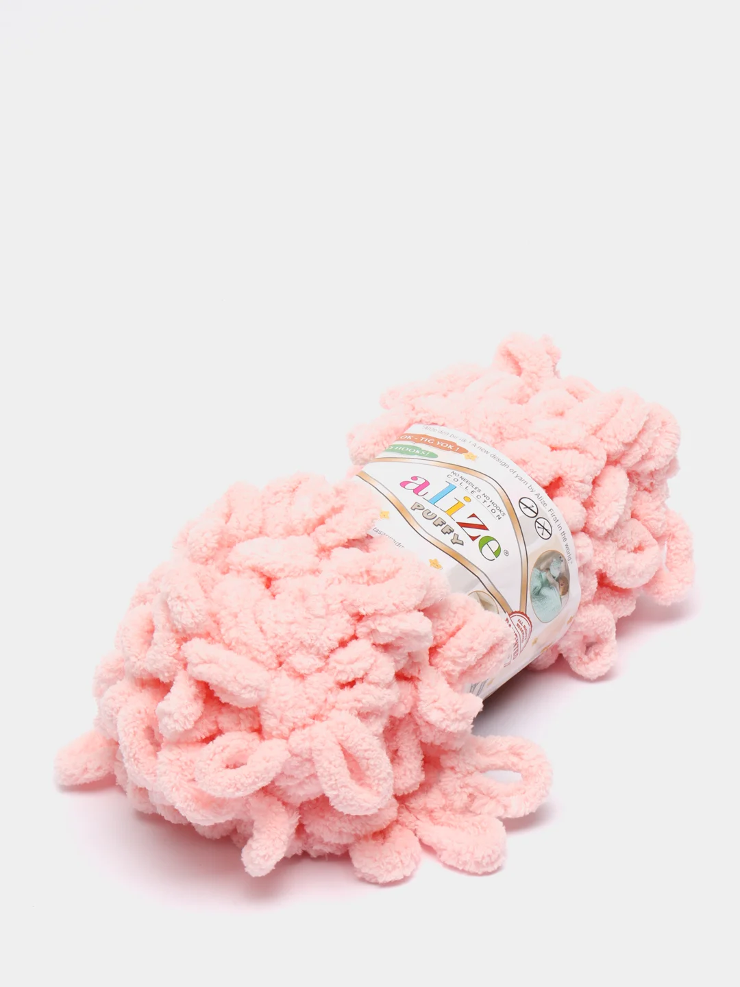 Пастельно-коралловый пряжа петельками Alize Puffy, большие петельки