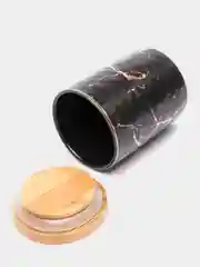 Банка для сыпучих продуктов "Черный мрамор", с бамбуковой крышкой, 250 мл