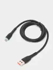 Черный кабель USB на Micro-USB "GFPower F16M", с индикацией, 1 метр, 3.6A, ПВХ, Android