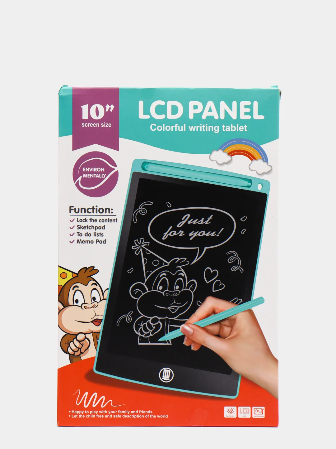 Розовый планшет доска для рисования графический большой  LCD со стилусом 10"