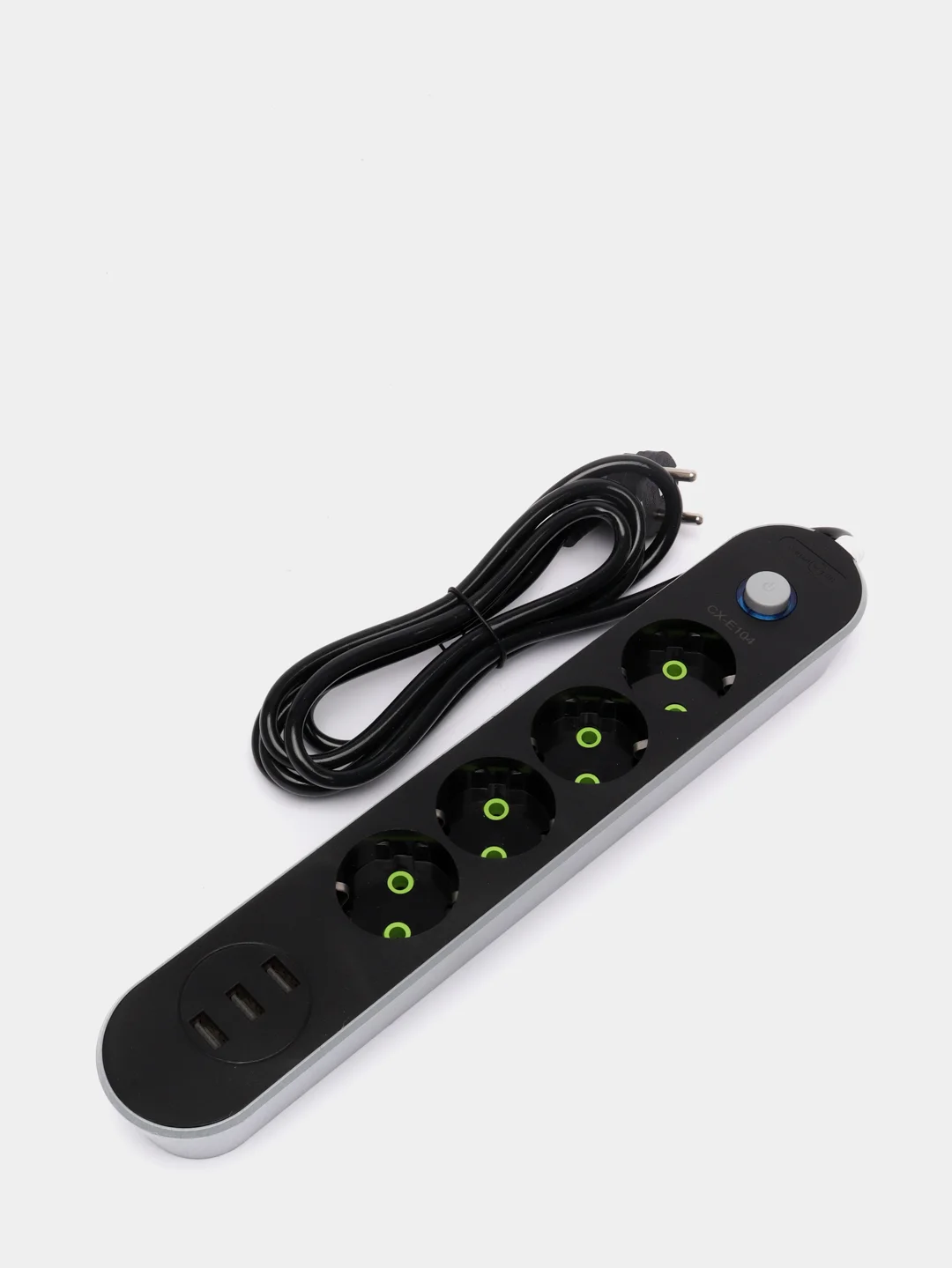 Угольный удлинитель сетевой фильтр с USB разъемами