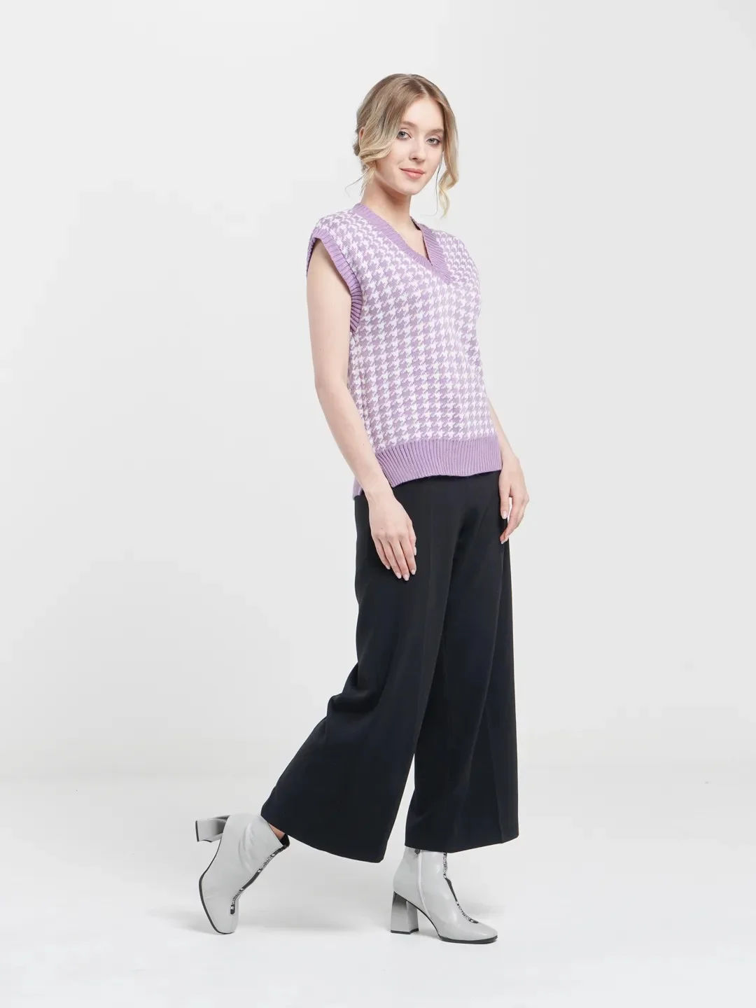 Сиреневый жилет женский, oversize