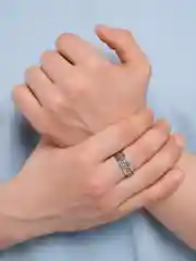 Серебряный кольцо антистресс с вращающейся цепочкой, открывашка