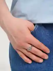 Серебряный кольцо антистресс с вращающейся цепочкой, открывашка