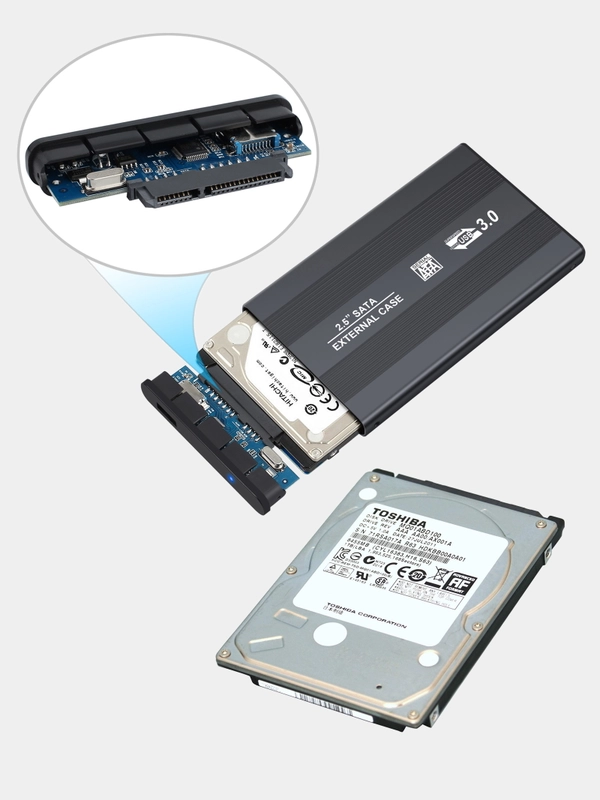 Корпус - кейс для внешнего жесткого диска (корпус) для HDD SSD 2,5 USB 2.0