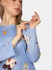 Голубой домашний комплект, пижама женская, футболка и штаны для дома