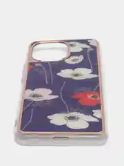 Темно-синий чехол Xiaomi Mi 11, Сяоми Ми 11, силиконовый с мраморным рисунком и цветами