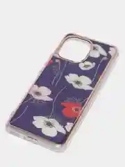 Темно-синий чехол Xiaomi Mi 11, Сяоми Ми 11, силиконовый с мраморным рисунком и цветами