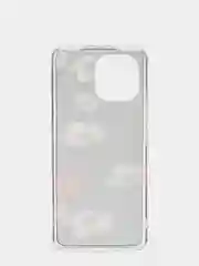 Темно-синий чехол Xiaomi Mi 11, Сяоми Ми 11, силиконовый с мраморным рисунком и цветами
