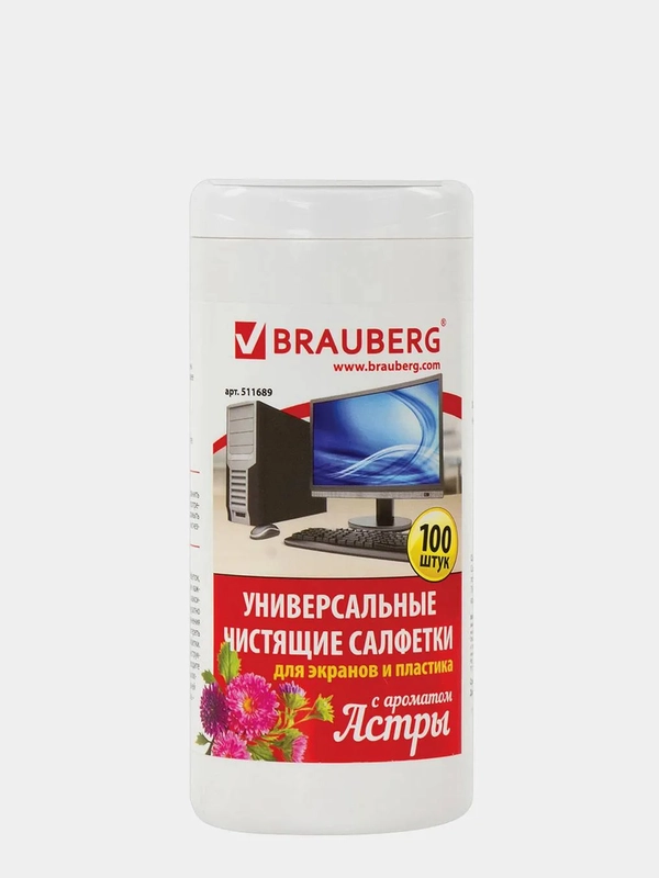 Салфетки для экранов всех типов и пластика BRAUBERG с ароматом "АСТРА"