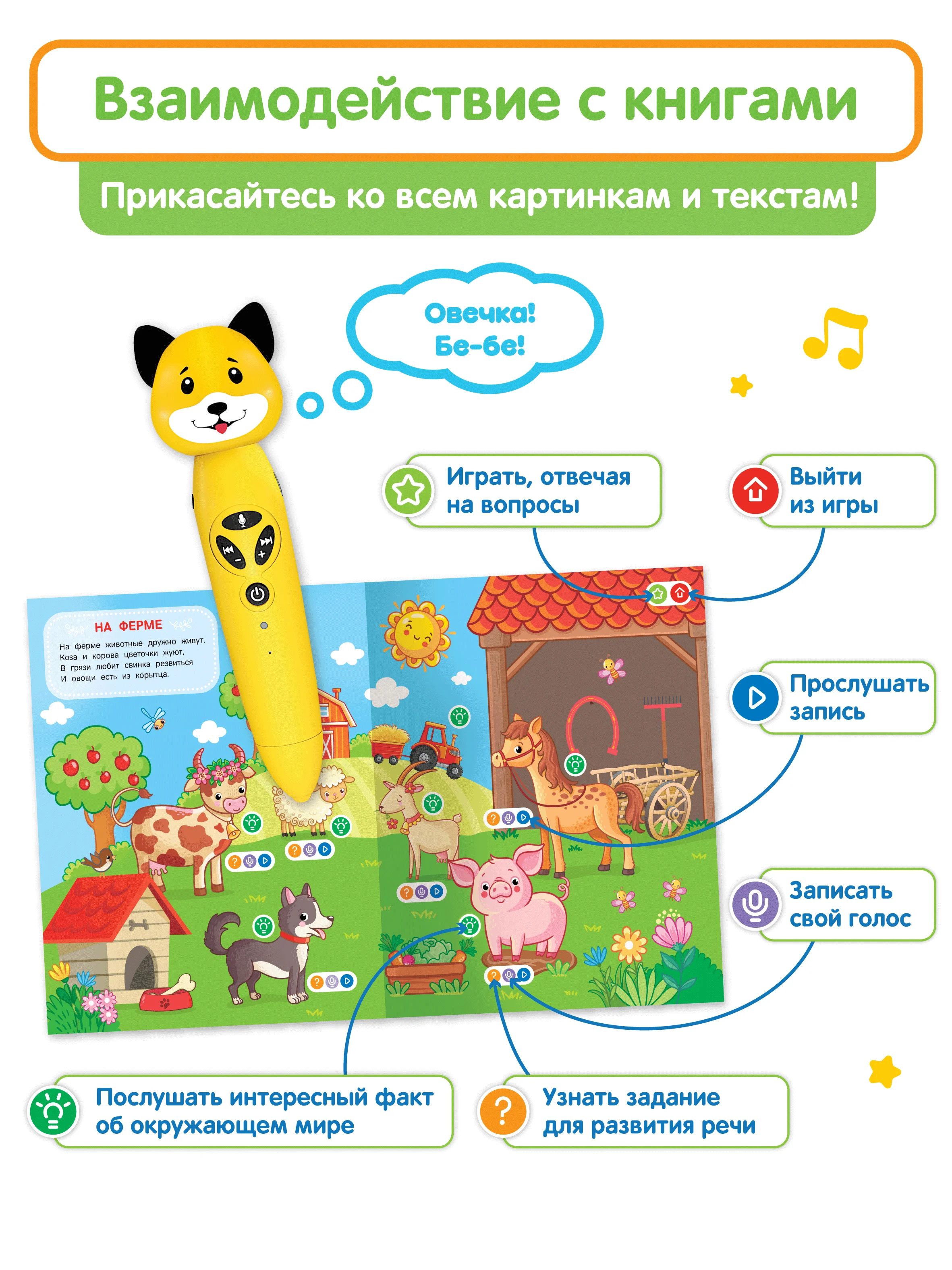 Белый интерактивная логопедическая игрушка Панда Тичи/Собачка Буля/Тигренок Рыки