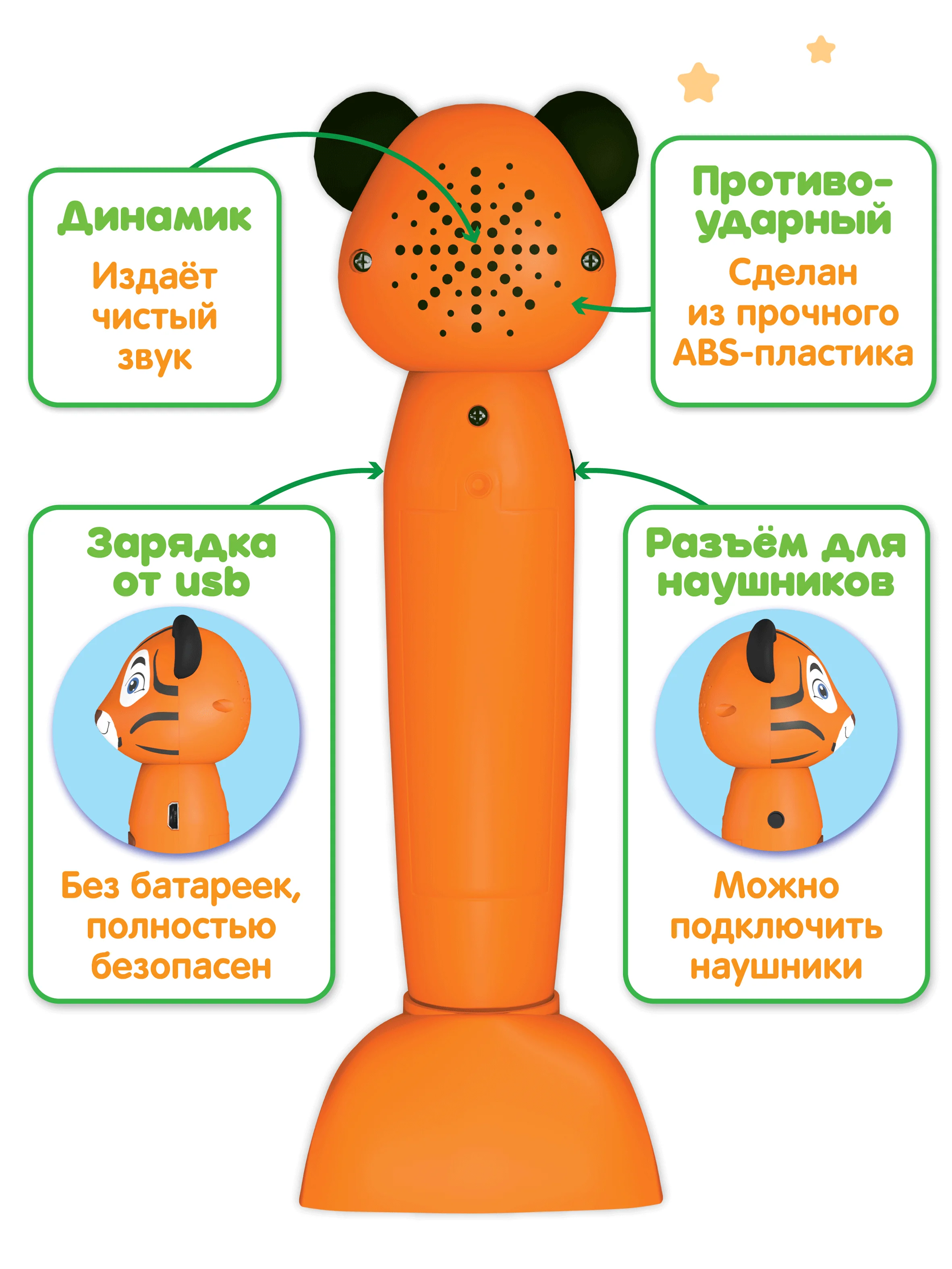 Белый интерактивная логопедическая игрушка Панда Тичи/Собачка Буля/Тигренок Рыки