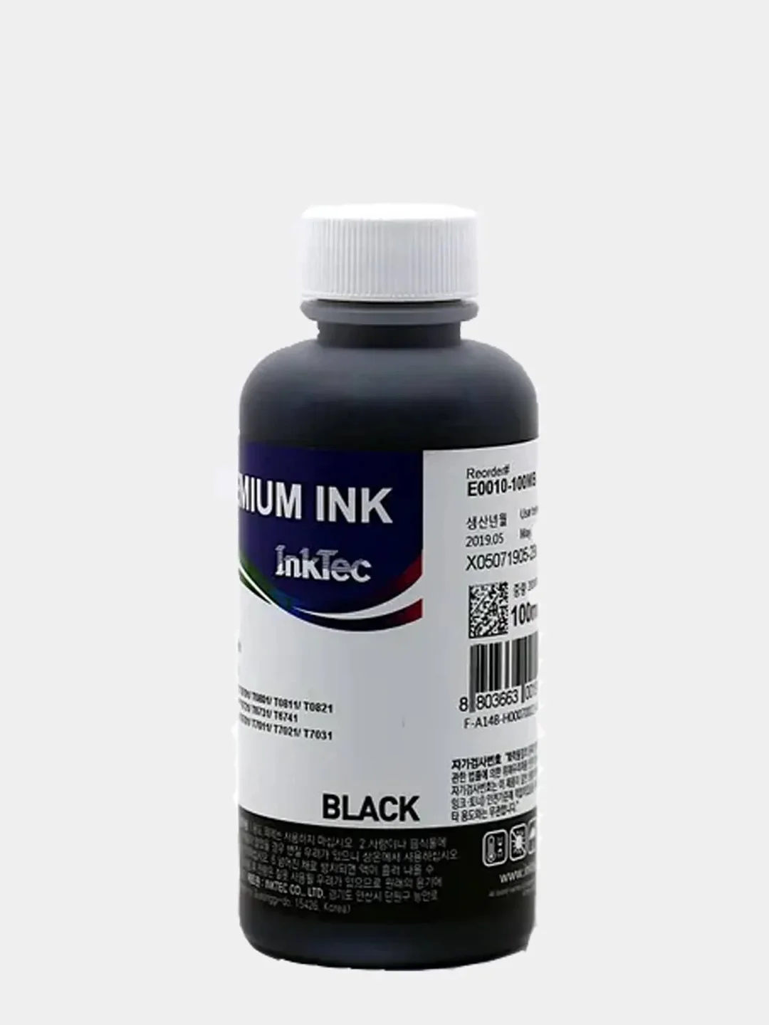 Черный чернила Премиум InkTec E0010 (T0821-T0826) по 100мл для Epson L100/L805/R290/T50/P50 и др