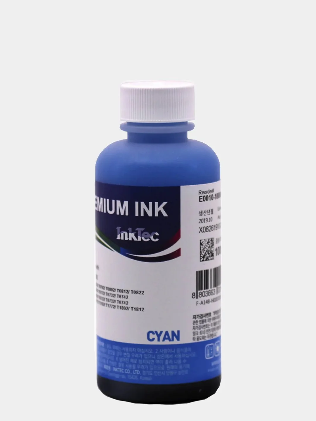 Синий чернила Премиум InkTec E0010 (T0821-T0826) по 100мл для Epson L100/L805/R290/T50/P50 и др
