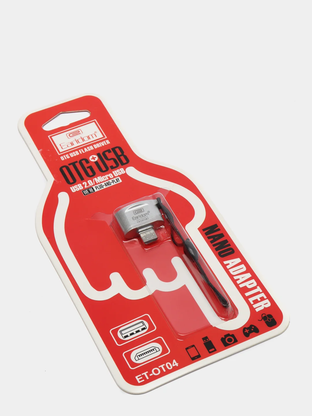 Переходник USB 2.0 - microUSB, RA-OTG, серебристый