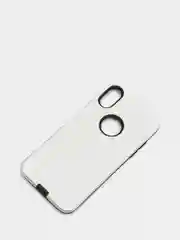 Серебряный iphone X / XS  чехол силикон + пластик с эффектом "металлик"