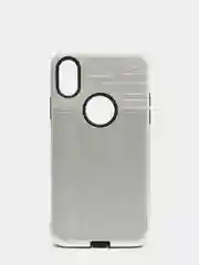 Серебряный iphone X / XS  чехол силикон + пластик с эффектом "металлик"