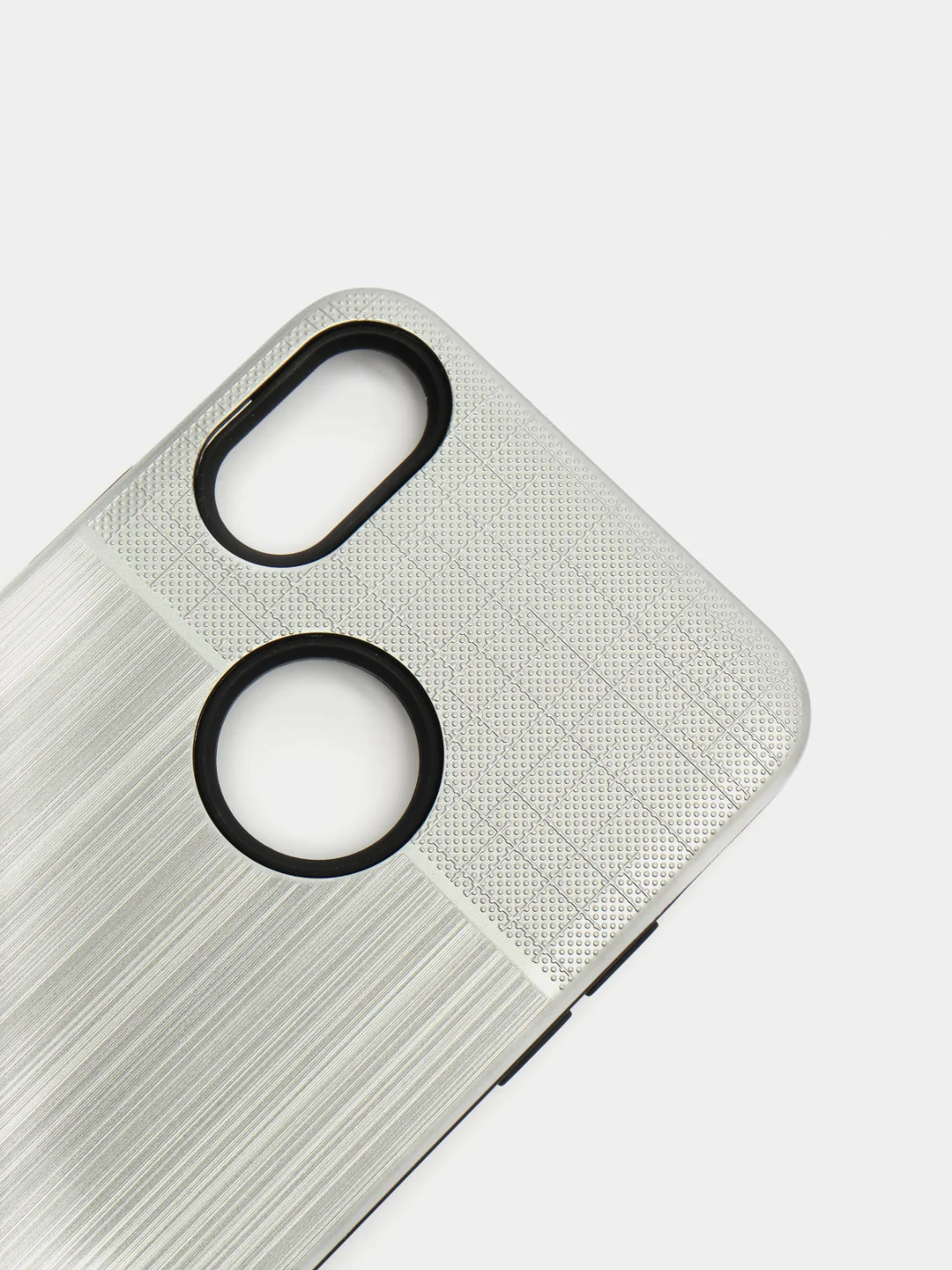 Серебряный iphone X / XS чехол силикон + пластик с эффектом "металлик"