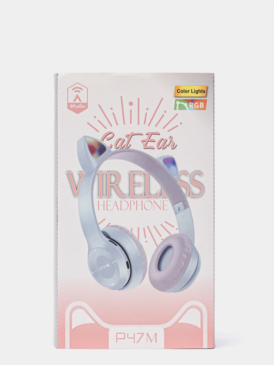 Розовый наушники беспроводные, Bluetooth, с кошачьими светящимися ушками, Cat Ear P47 M