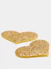 Золотой патч с блестками "Сердце", 3,5 х 2,5 см, 2 штуки