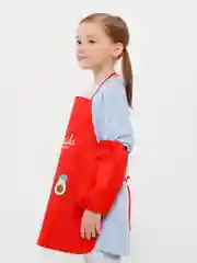 Красный фартук детский для творчества и урока труда, с нарукавниками