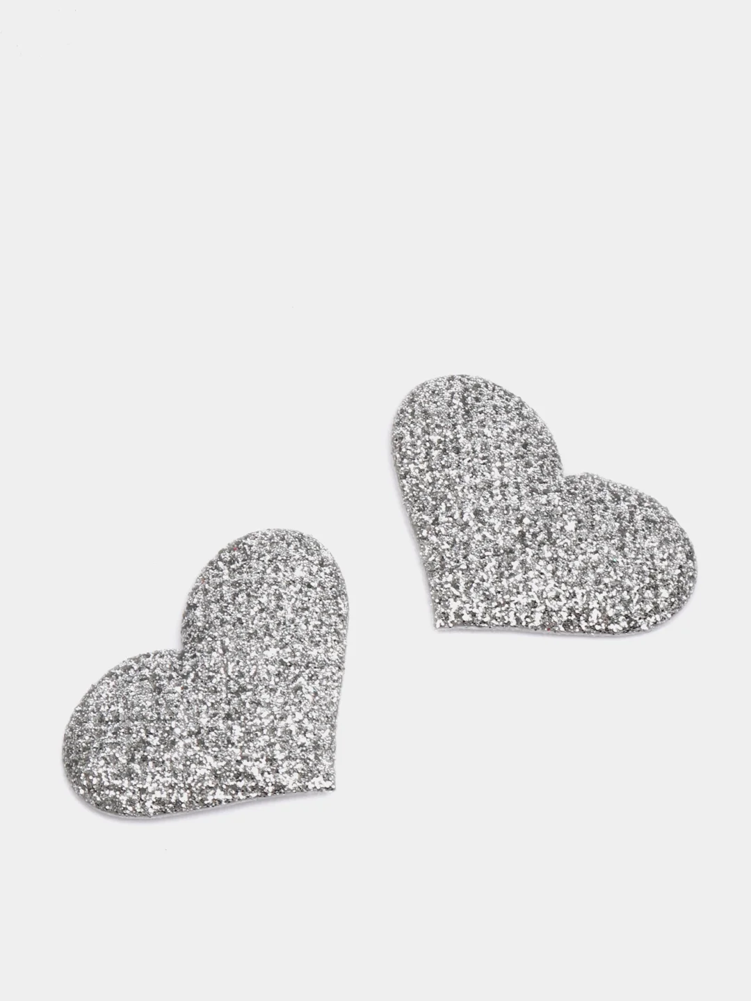 Серебряный патч с блестками "Сердце", 3,5 х 2,5 см, 2 штуки