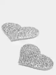 Серебряный патч с блестками "Сердце", 3,5 х 2,5 см, 2 штуки
