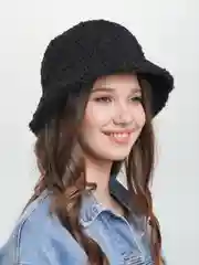 Черный панама теплая меховая, в корейском стиле
