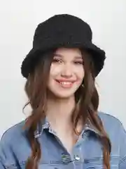 Черный панама теплая меховая, в корейском стиле