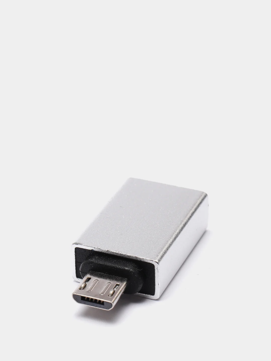 Серебряный адаптер переходник OTG micro USB на USB Type A