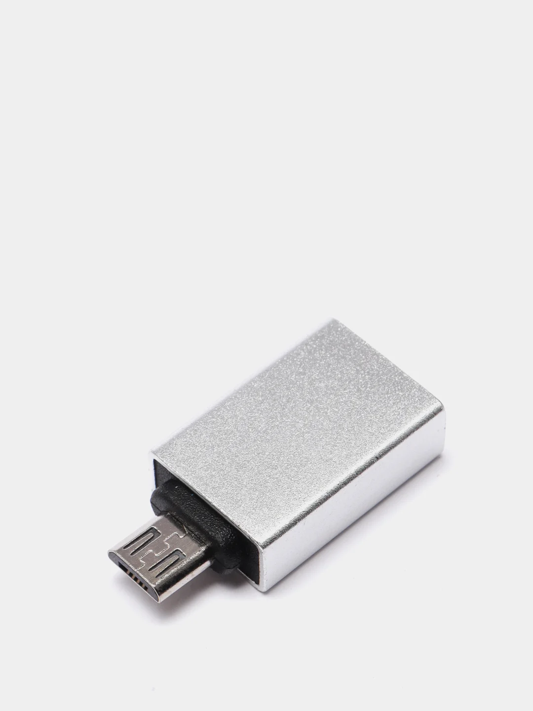 Серебряный адаптер переходник OTG micro USB на USB Type A