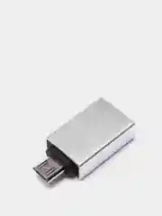Серебряный адаптер переходник OTG micro USB на USB Type A